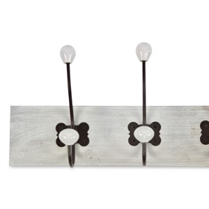 Patere portemanteau bois ceruse blanc 10