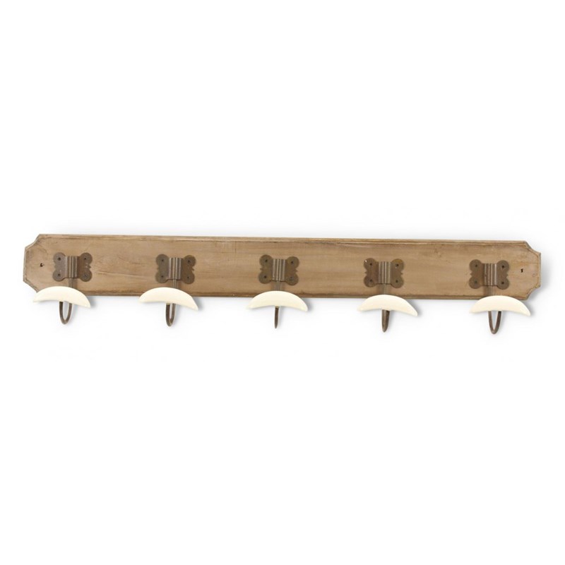 Décoration d'autrefois - Patere portemanteau bois 5 accroches 74x