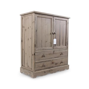 Buffet bas rangement bois 2 tiroirs 83x3