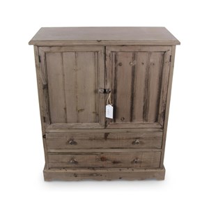 Buffet bas rangement bois 2 tiroirs 83x3