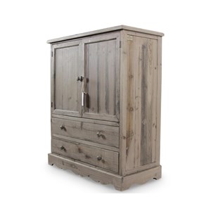 Buffet bas rangement bois 2 tiroirs 83x3