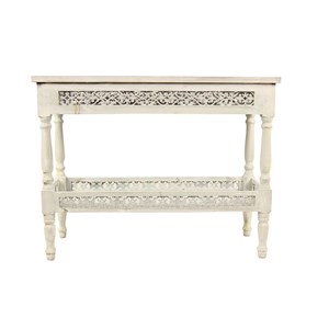 Meuble console bois ceruse blanc 98x38x7