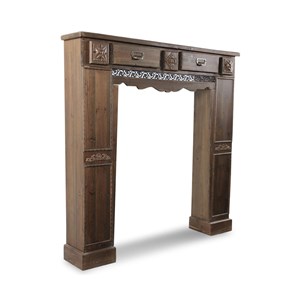 Encadrement manteau cheminee 2 tiroirs 1