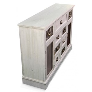 Meuble bas rangement bois 9 tiroirs 124.