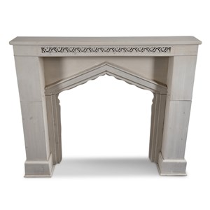 Encadrement manteau cheminee ceruse blan