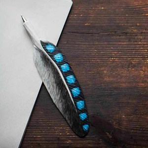 Stylo bille plume de geai en bois