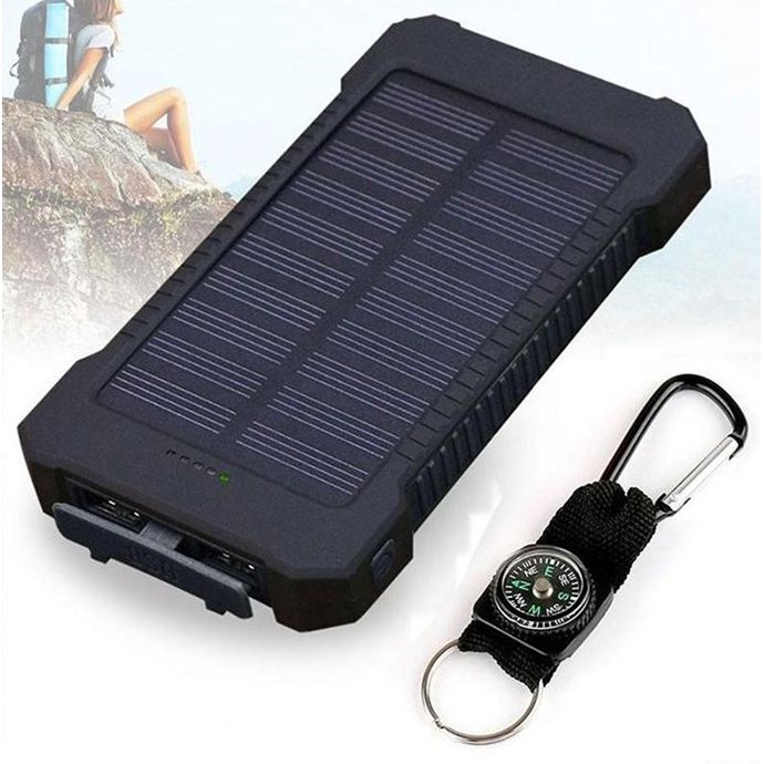 Chargeur Solaire étanche 20000mAh - Double USB Et USB-C, Noir, Tout Appareil