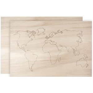Mappemonde en bois à décorer 42 x 29,7cm