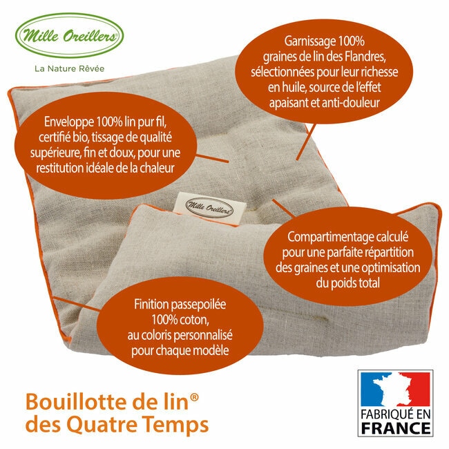 Bouillotte en lin et graine de lin, Fabrication Française - Mille Oreillers