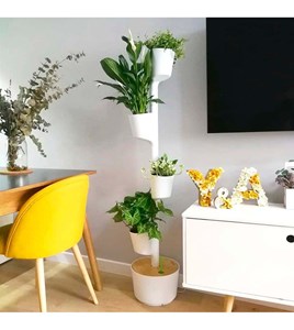 Jardinière verticale, 4 pots blanc