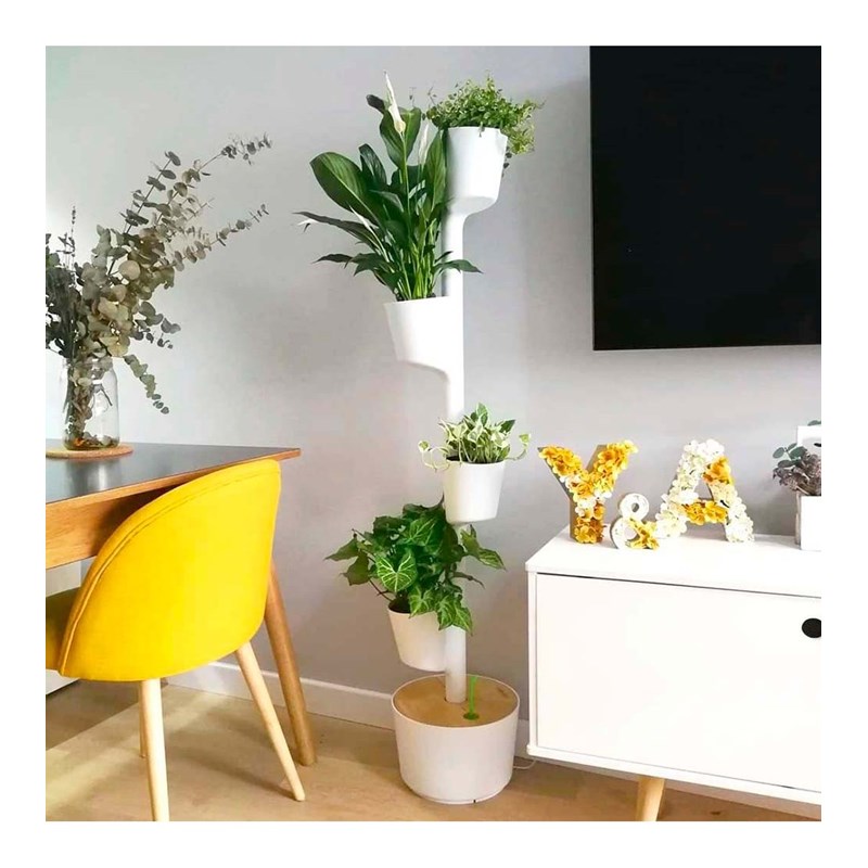 Jardinière verticale, 4 pots blanc