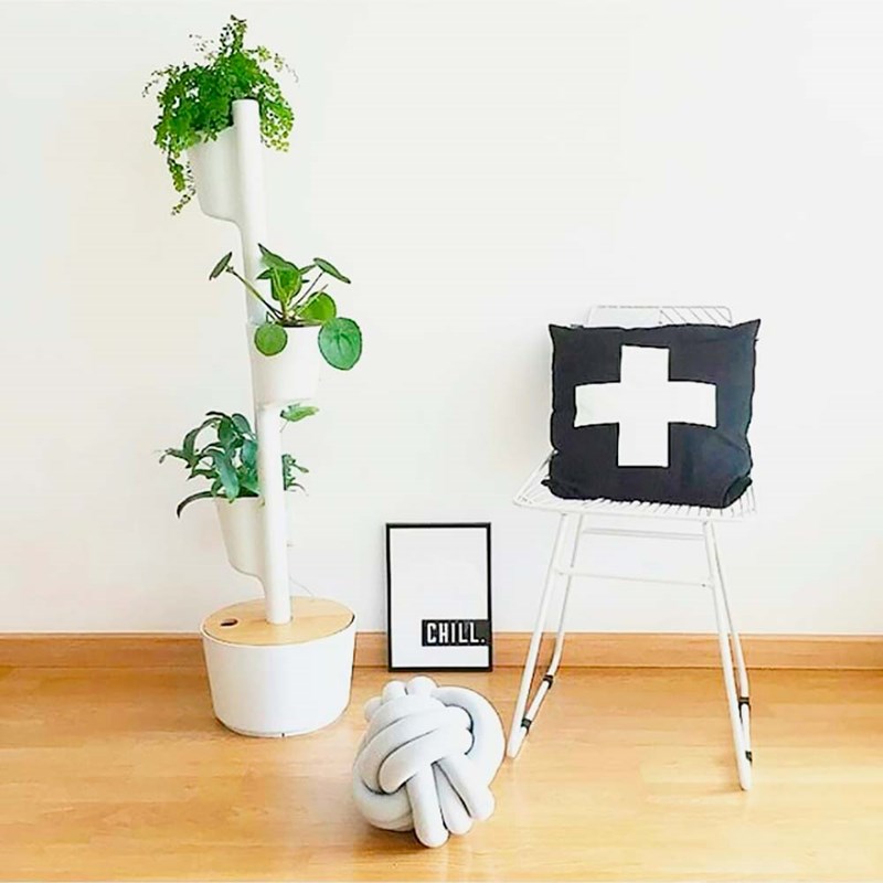 Jardinière verticale smart, 3 pots blanc