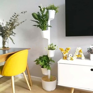 Jardinière verticale smart, 4 pots blanc
