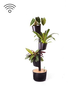 Jardinière verticale noire à 3 pots et arrosage automatique wi-fi