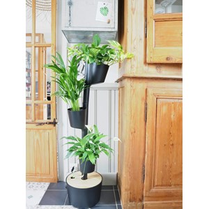 Jardinière verticale smart, 3 pots noir
