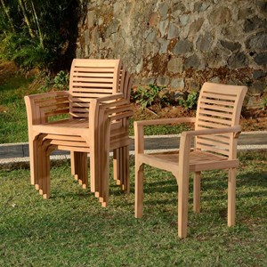 Fauteuil fixe empilable en teck samoa