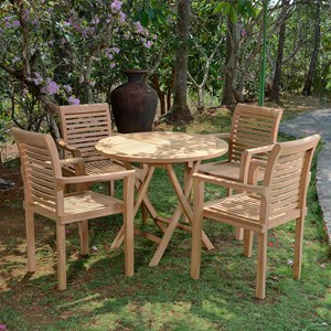 Fauteuil fixe empilable en teck samoa