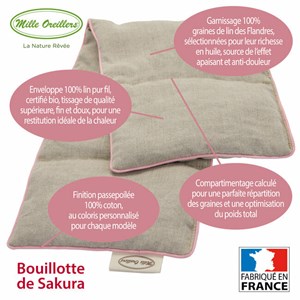 Bouillotte de sakura en lin naturel