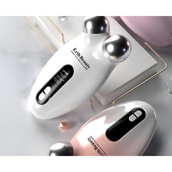 Appareil De Lifting Visage Microcourant SKINDION - Rouleau Masseur Rechargeable, 7 En 1, Anti-âge