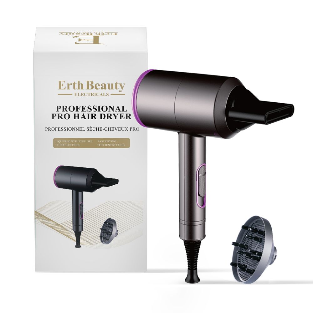 Sèche-cheveux Professionnel Bleu 1800W – 3 Vitesses + 3 Températures Avec Diffuseur