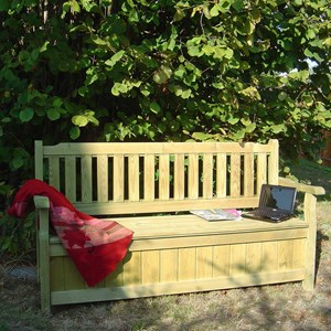 Banc coffre de jardin 4 places en bois