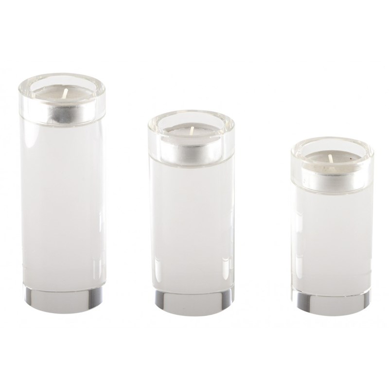 Bougeoir rond haut en verre 14 cm