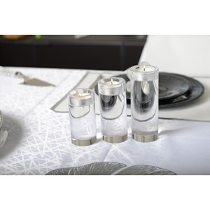 Bougeoir rond haut en verre 14 cm