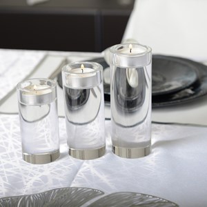 Bougeoir rond haut en verre 14 cm