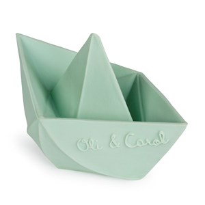 Jouet de bain bateau origami menthe