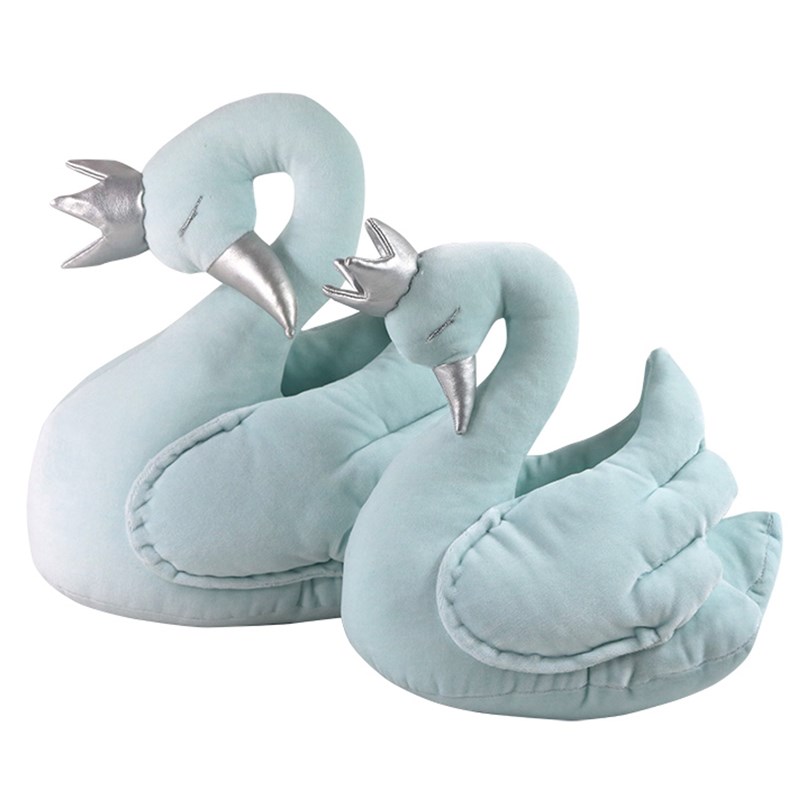  - Peluche cygne en velours fait main bleu