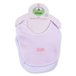 Lot de 2 bavoirs en coton bio rose -