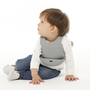 Bavoir récupérateur silicone gris 6