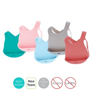 Bavoir récupérateur silicone gris 6