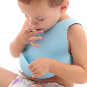 Bavoir récupérateur silicone bleu 6