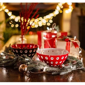 Saladier rouge et blanc 25 cm guzzini