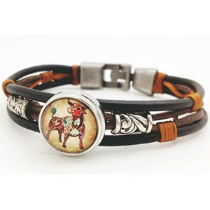 Bracelet zodiaque poissons en cuir