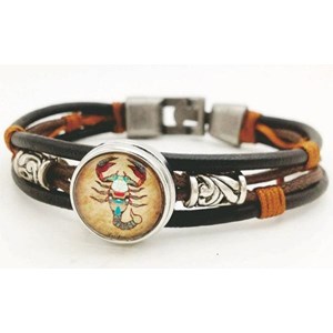 Bracelet zodiaque poissons en cuir