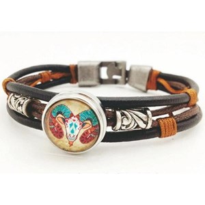 Bracelet zodiaque poissons en cuir
