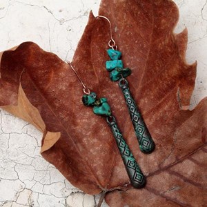 Boucles d'oreille en turquoise africaine