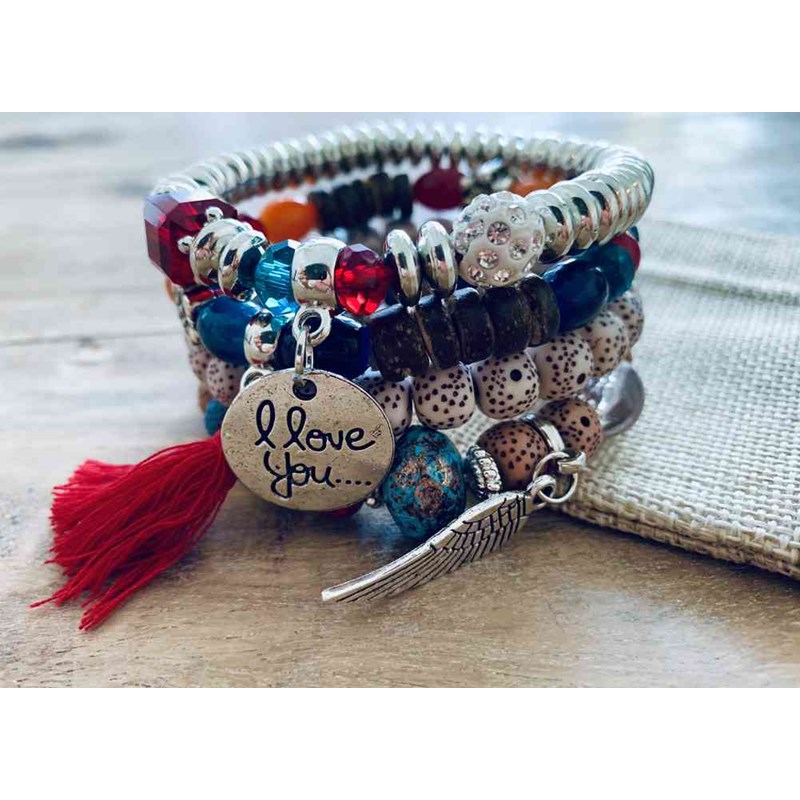 Natura-Zen - Bracelet amour et fantaisies rouge