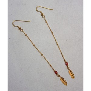 Boucles d'oreilles plumes cornaline
