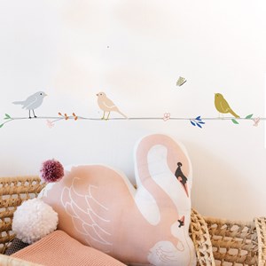 Frise adhésive fleurs et oiseaux