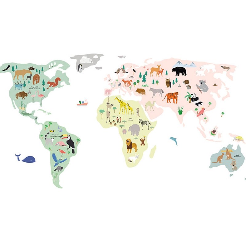Stickers géants animaux du monde (160 x 80 cm)