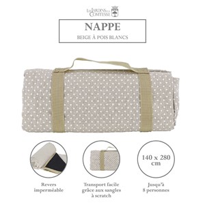 Nappe picnic xl étanche pois blancs