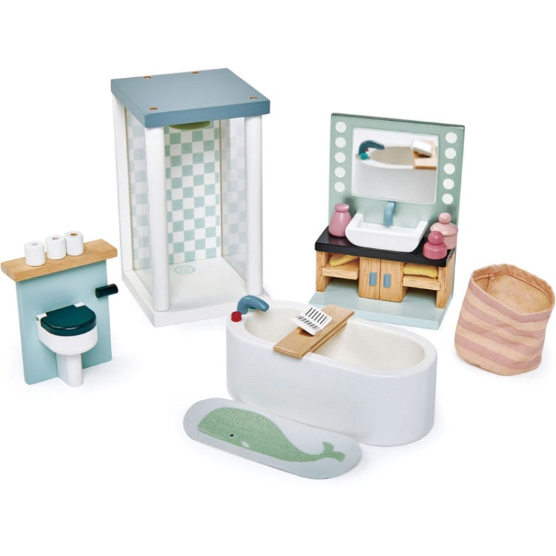 Mobilier pour poupée salle de bain en bois