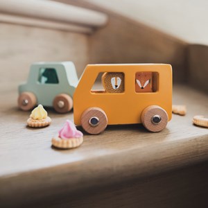 Lot de 3 voitures animaux en bois