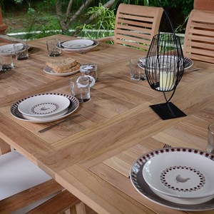 Salon de jardin teck mahina, 10 places
