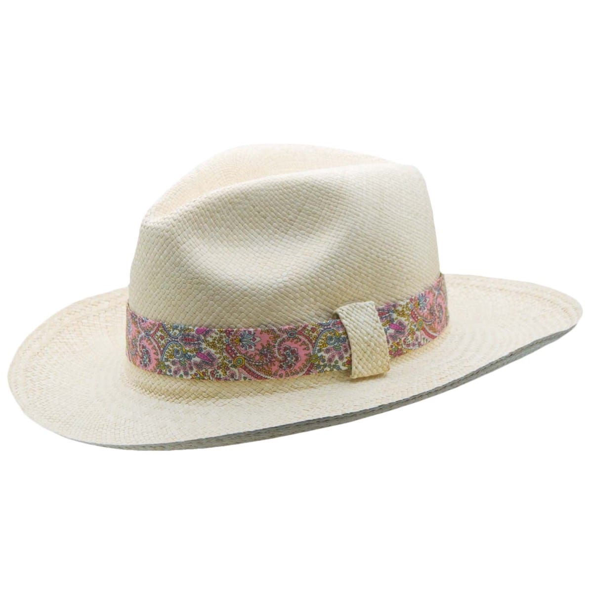 Chapeau de paille Panama avec Ruban cousu Blanc