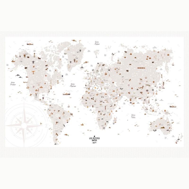 Affiche carte du monde (61 x 91 cm)