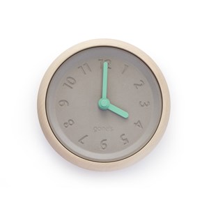 Toupie - horloge bois aiguilles bleues